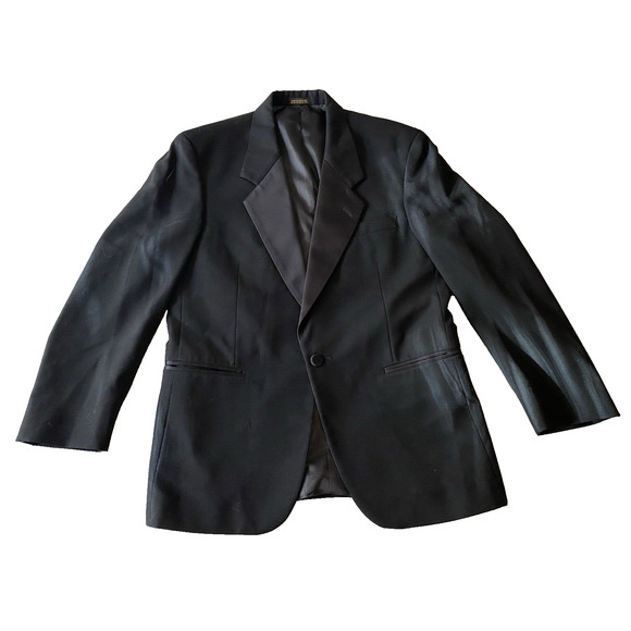 Fialdini Tuxedo Jacket Mens 40 Black 100% Wool Formal Sport Coat Suit Jacket - Picture 1 of 13